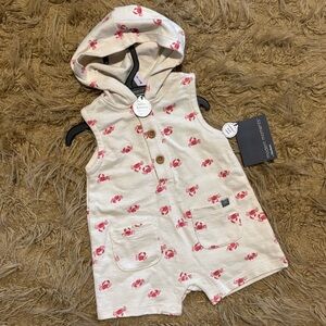 NEW! NWT Baby Boy Romper Modern Moments Baby Hooded Outfit w/ Red Crab Print